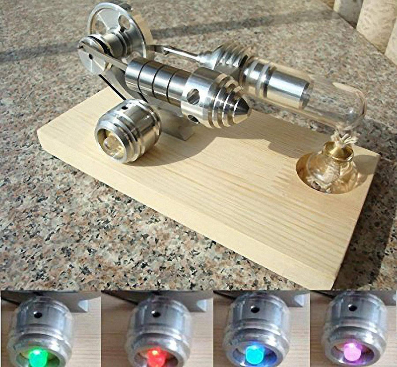 Hot Air Stirling Engine Colourful LED Education Toy Electricity Power Generator Kits - stirlingkit