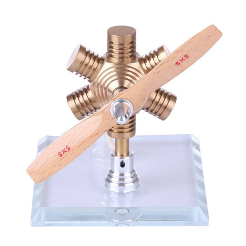ZOSTER Stirling Engine Model – Wooden Propeller, Educational Science Toy, 8x8x12cm