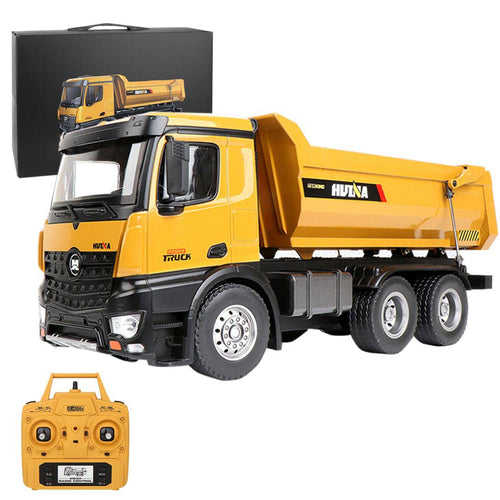 Huina 1/14 2.4G 10CH RC Alloy  Engineering DumpTruck Transportation Vehicle Model with Lighting Sound Effect - stirlingkit