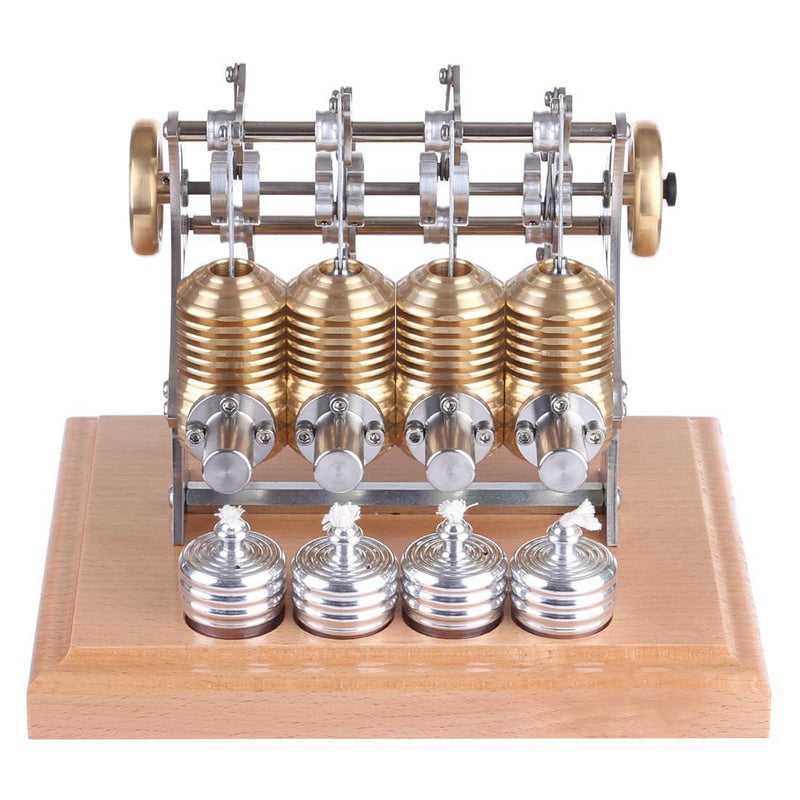 Stirling High-end Precision All-metal DIY Assembly Mini Four Cylinder Movable Engine Kit Model - stirlingkit
