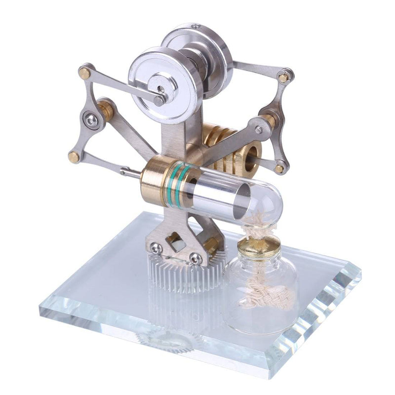 Stirling Engine Kit Miniature Balance Stirling Engine Model Toy With Crystal Glass Bottom - stirlingkit
