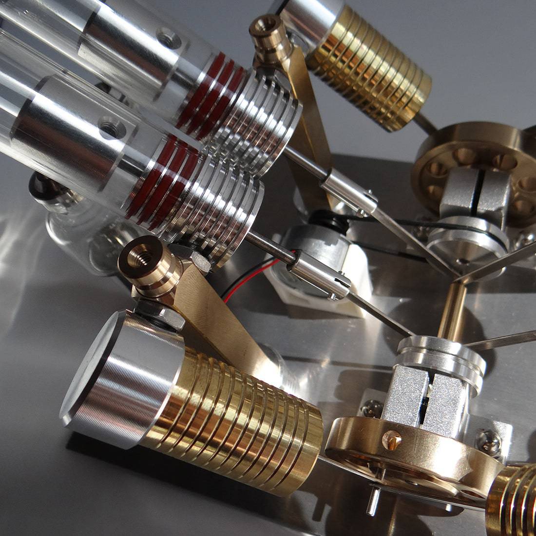 Stirling Engine Kit V-shape 4-Cylinder V4 Parallel Micro External Combustion Engine Model - stirlingkit