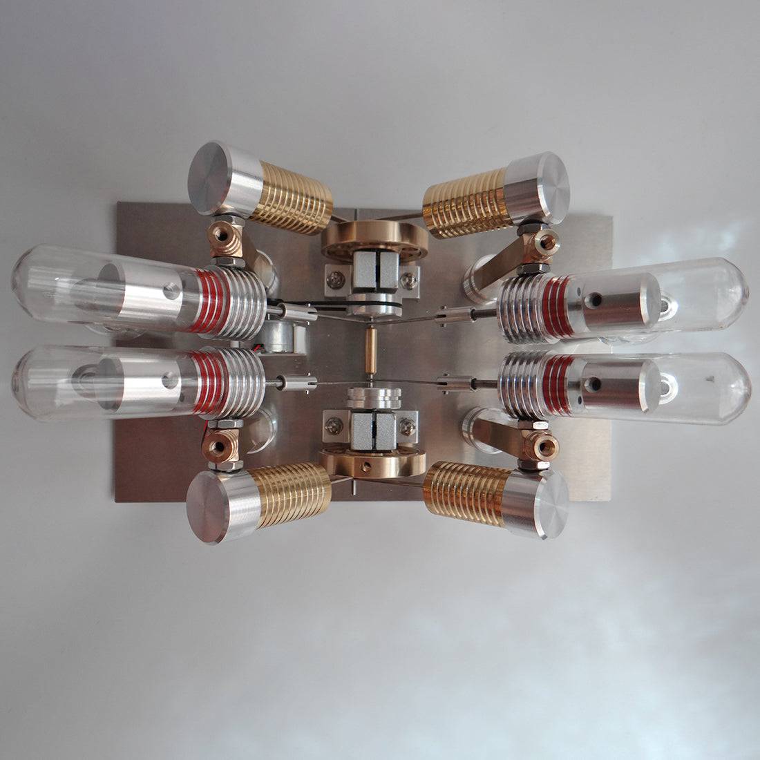 Stirling Engine Kit V-shape 4-Cylinder V4 Parallel Micro External Combustion Engine Model - stirlingkit