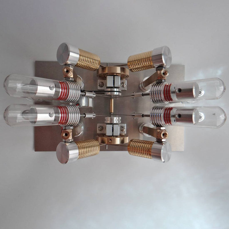 Stirling Engine Kit V-shape 4-Cylinder V4 Parallel Micro External Combustion Engine Model - stirlingkit