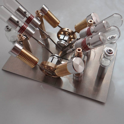 Stirling Engine Kit V-shape 4-Cylinder V4 Parallel Micro External Combustion Engine Model - stirlingkit