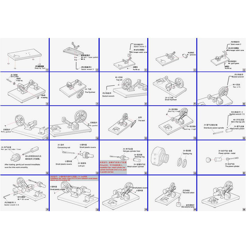 Stirling Engine Kit Air Motor Model Physical Dual ... - Vicedeal