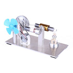 All Metal Mini Hot Air Stirling Engine Motor Model Educational Toy Kits with Fan and Bulb - stirlingkit
