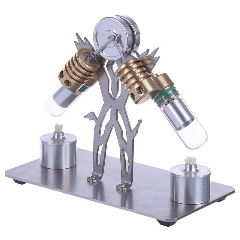 Stirling Engine Model Kit Superman Robot V-Shaped Double Cylinder Motor Model - stirlingkit