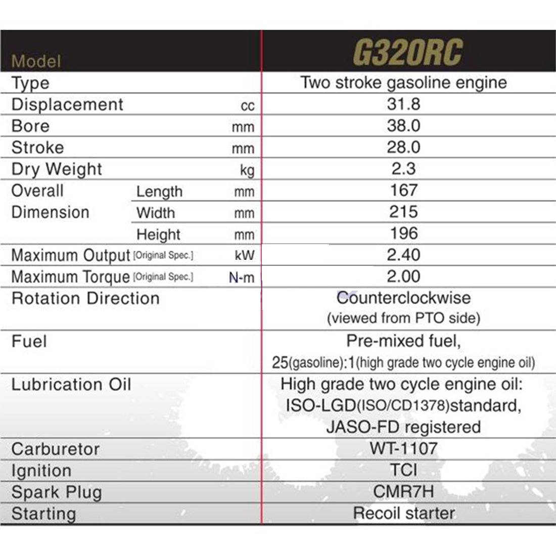 Zenoah G320RC 32cc 4 Bolt 2 Stroke Engine Gasoline Engine 4 Bolt 2 ...