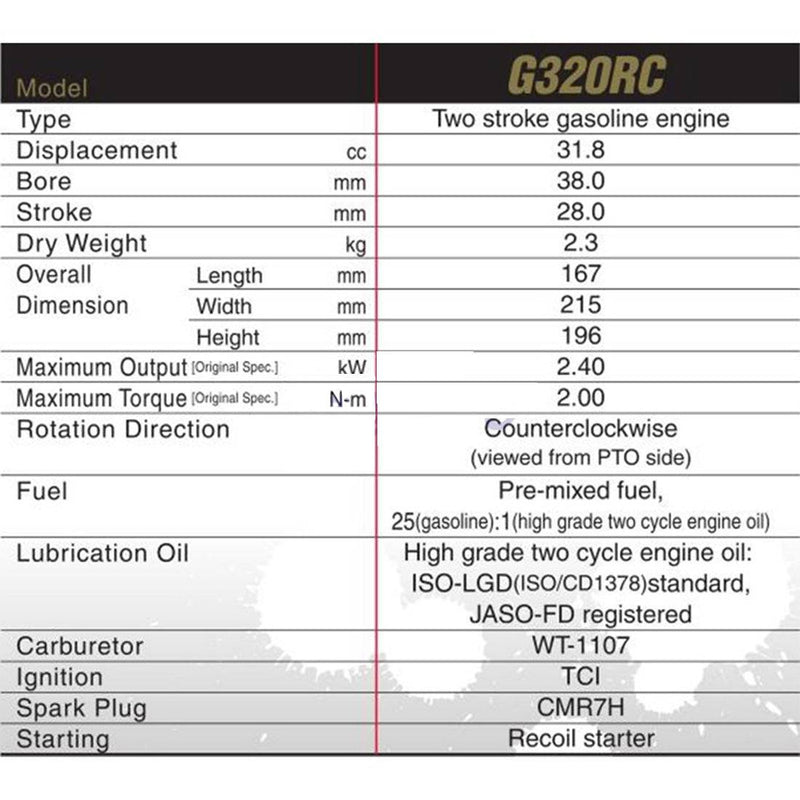 Zenoah G320RC 32cc 4 Bolt 2 Stroke Engine Gasoline Engine 4 Bolt 2 Stroke Engine for BAJA - stirlingkit