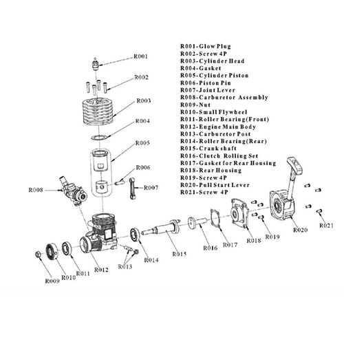 ZhongYang VX Level 18 2.95cc Methanol Engine with Spark Plug Dual Gear Upgraded Set - stirlingkit