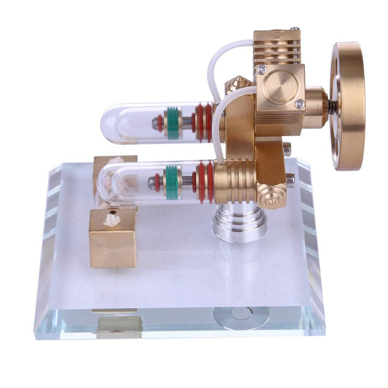 Stirling Engine Kit V Shape Model Free-piston Double-cylinder High-end Creative Gifts for Collection - stirlingkit