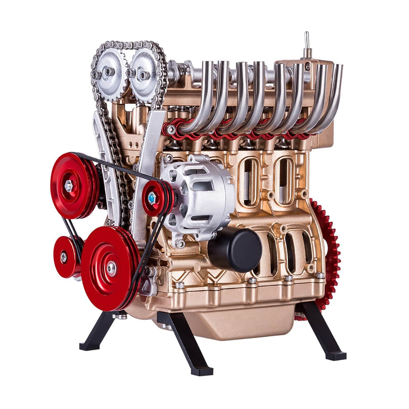 Teching Inline Four-Cylinder Full Aluminum Alloy Assembling Model Science Education Engine for Collection - stirlingkit