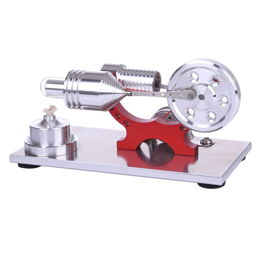 Hot Air Stirling Engine Colourful LED Single Flywheel Education Toy Electricity Power Generator - stirlingkit