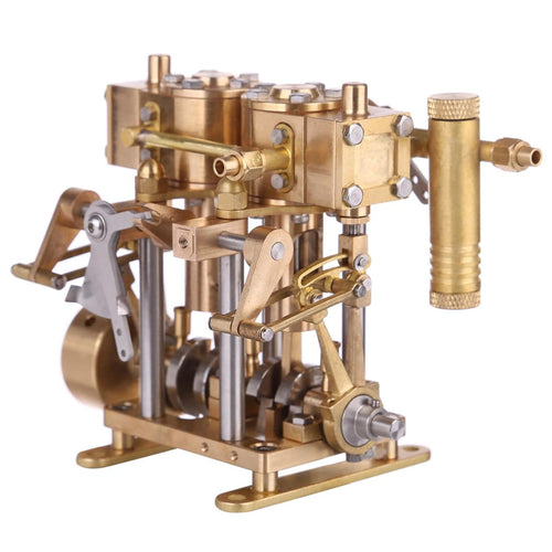 Two Cylinder Reciprocating Steam Engine Model Mini Brass Double Cylinder Reciprocating Engine Model - stirlingkit