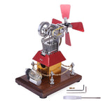 Stirling Engine Model Windmill Fan Cabin Shape Creative External Combustion Engine Kit - stirlingkit