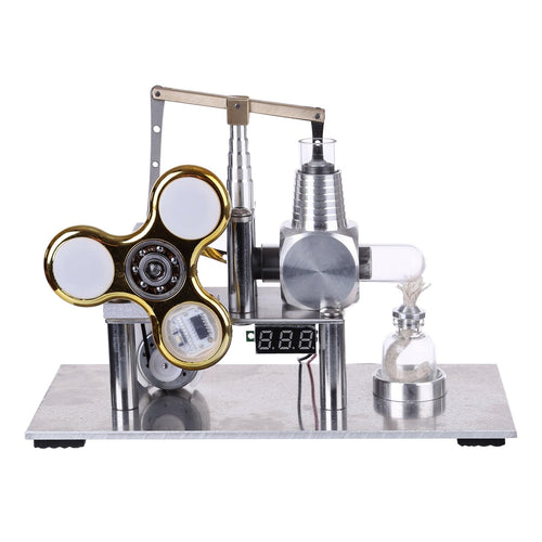 Balance Type Hot Air V2 Stirling Engine Generator with Luminous Gyroscope Bulb Experiment Toy - stirlingkit