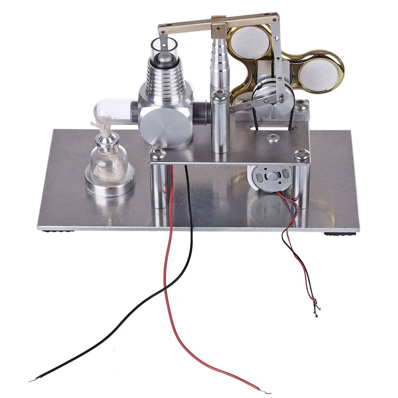 Balance Type Hot Air V2 Stirling Engine Generator with Luminous Gyroscope Bulb Experiment Toy - stirlingkit