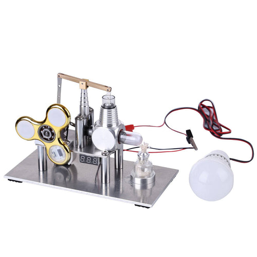 Balance Type Hot Air V2 Stirling Engine Generator with Luminous Gyroscope Bulb Experiment Toy - stirlingkit