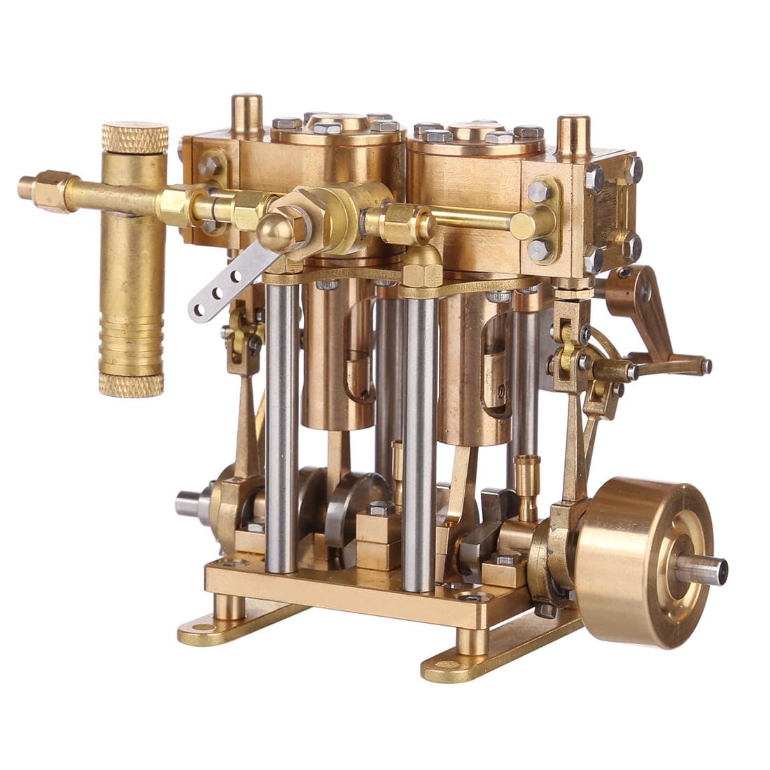 Two Cylinder Reciprocating Steam Engine Model Mini Brass Double Cylinder Reciprocating Engine Model - stirlingkit