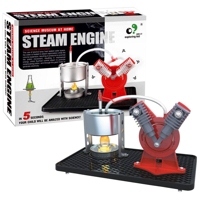 Twin Live Steam Engine Model Kit + led generator learning equipment - stirlingkit