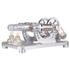 Custom 2 Cylinders Hot Air Stirling Engine Model Generator with Voltage Meter & LED Lamp Bead - stirlingkit