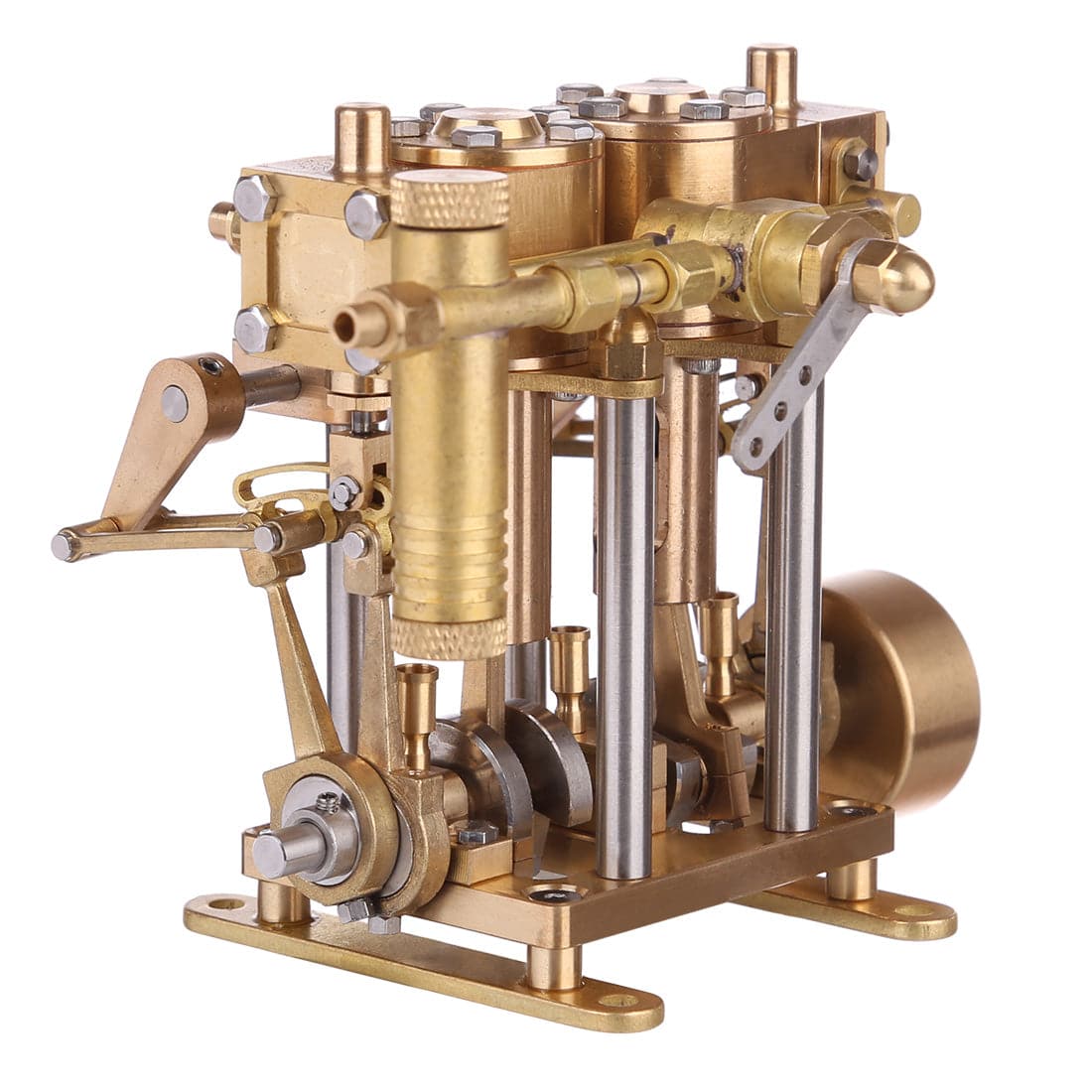 Two Cylinder Reciprocating Steam Engine Model Mini Brass Double Cylinder Reciprocating Engine Model - stirlingkit