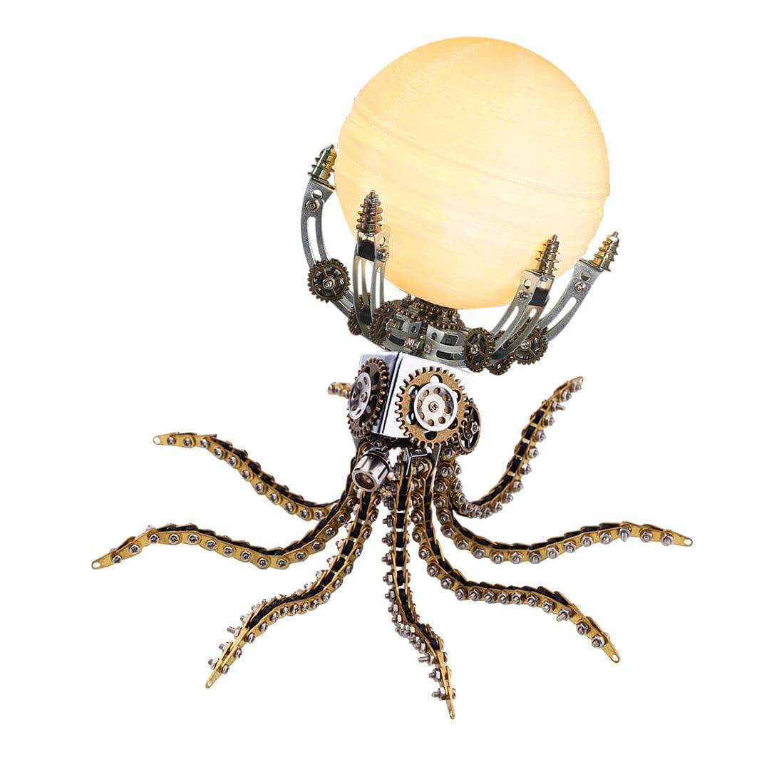 1060PCS Steampunk Mechanical Octopus Metal Model Kits with Jupiter Moon Lamp - stirlingkit