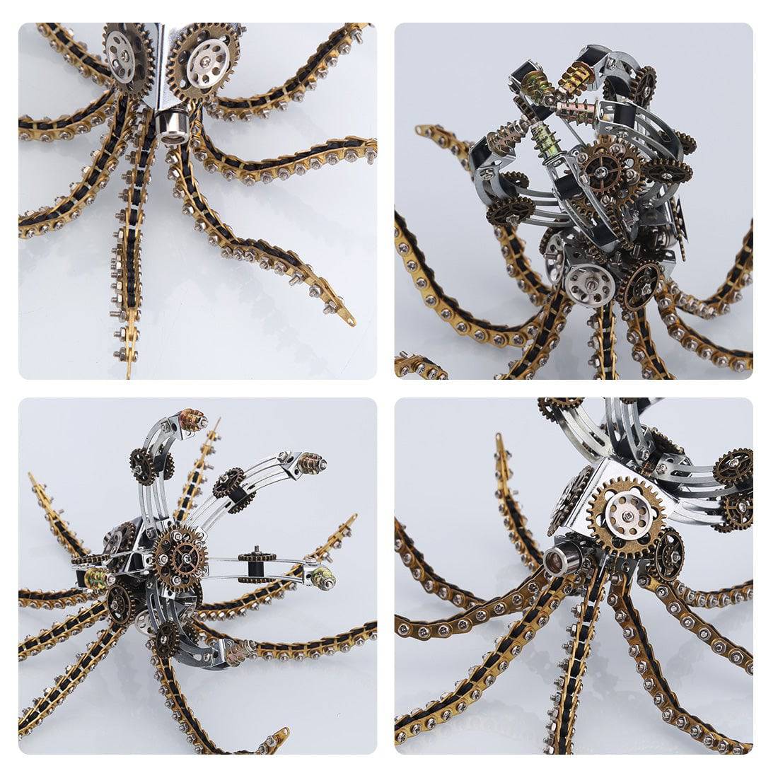 1060PCS Steampunk Mechanical Octopus Metal Model Kits with Jupiter Moon Lamp - stirlingkit