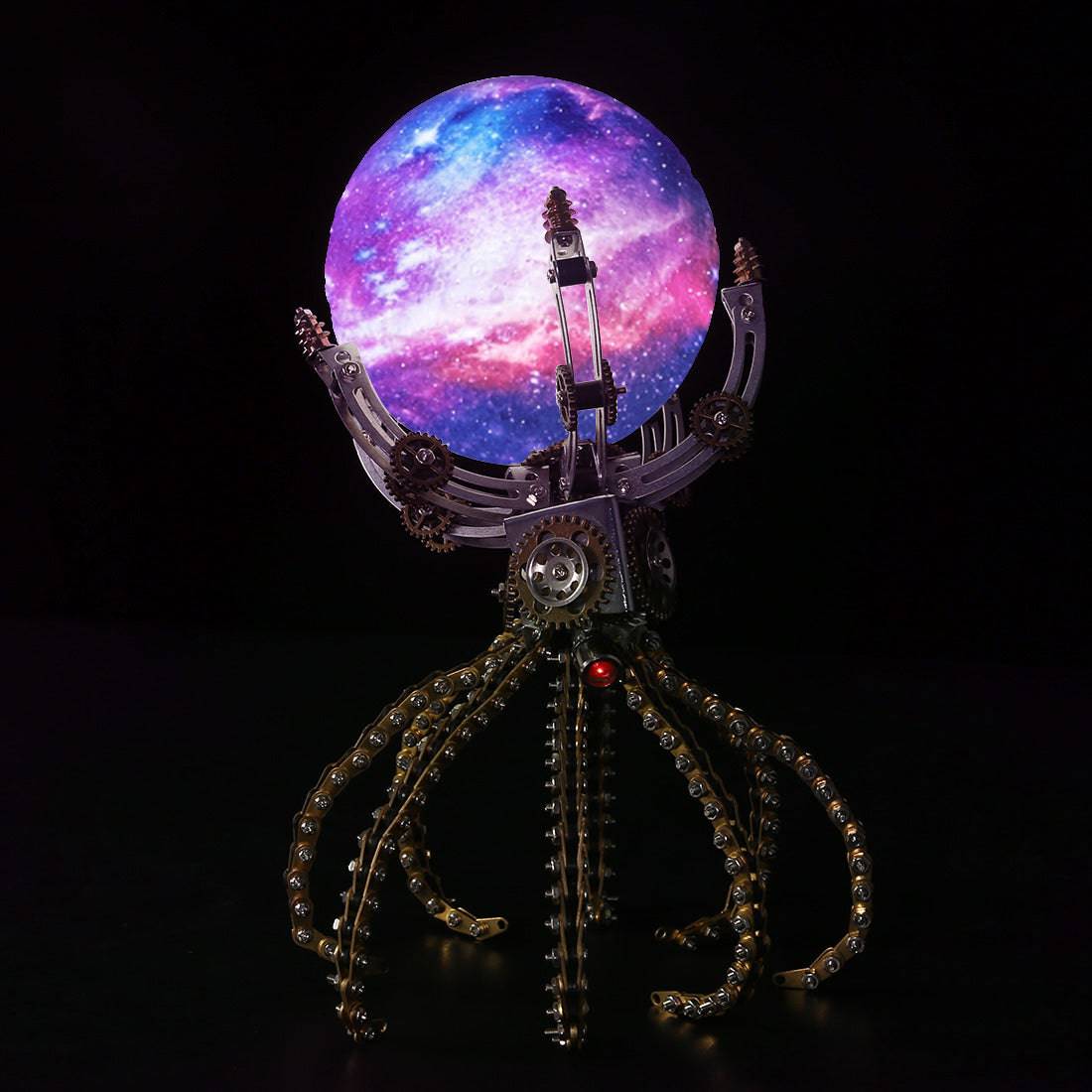 1060PCS Steampunk Mechanical Octopus Metal Model Kits with Jupiter Moon Lamp - stirlingkit