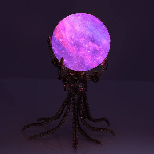 1060PCS Steampunk Mechanical Octopus Metal Model Kits with Jupiter Moon Lamp - stirlingkit