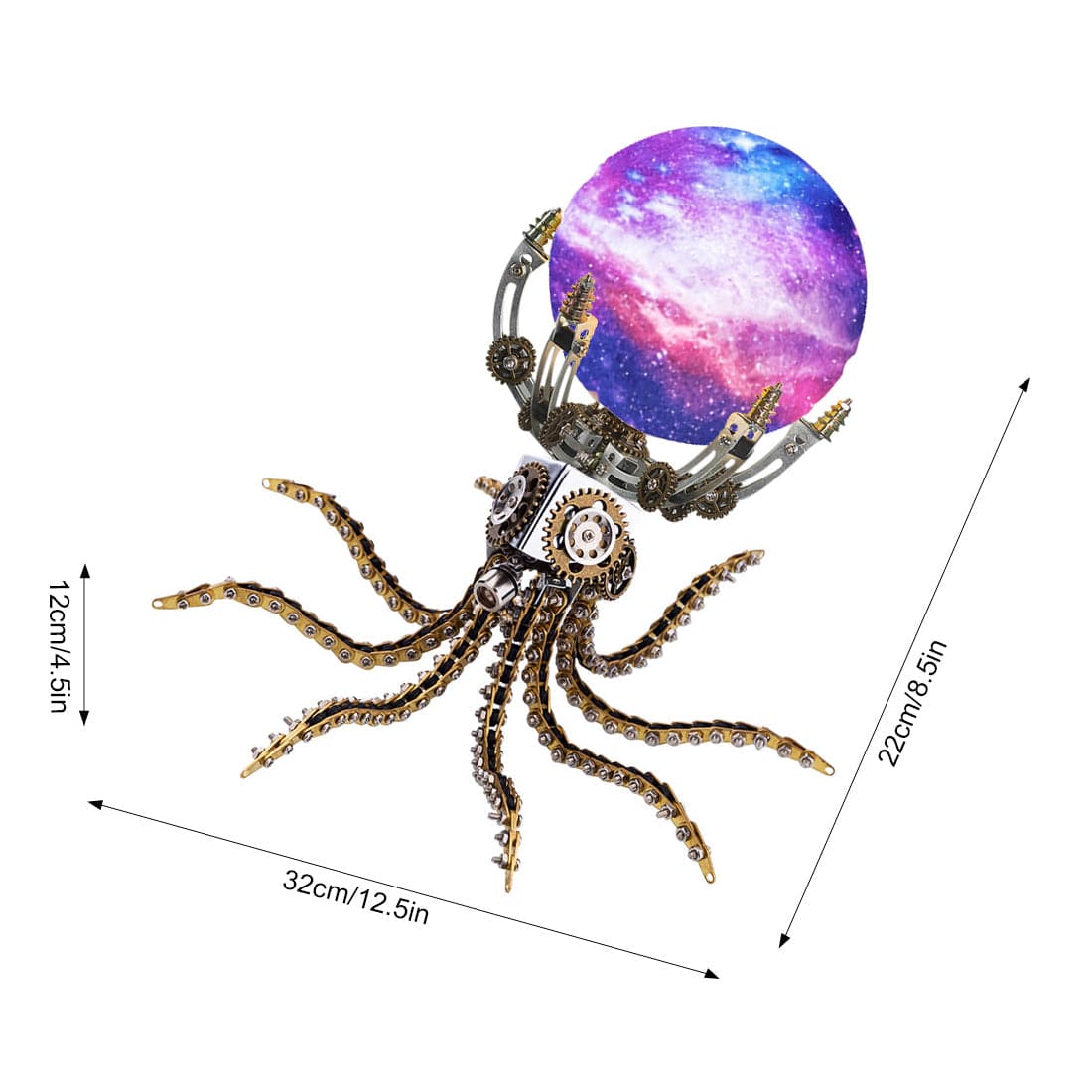 1060PCS Steampunk Mechanical Octopus Metal Model Kits with Jupiter Moon Lamp - stirlingkit