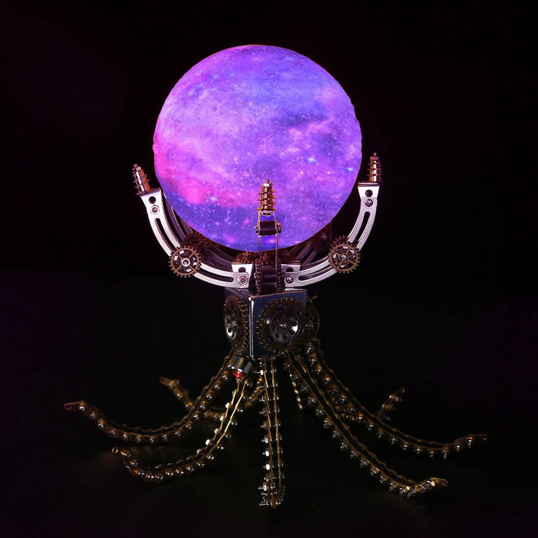 1060PCS Steampunk Mechanical Octopus Metal Model Kits with Jupiter Moon Lamp - stirlingkit