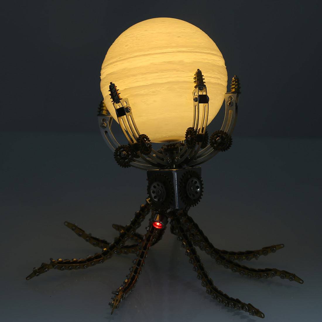 1060PCS Steampunk Mechanical Octopus Metal Model Kits with Jupiter Moon Lamp - stirlingkit