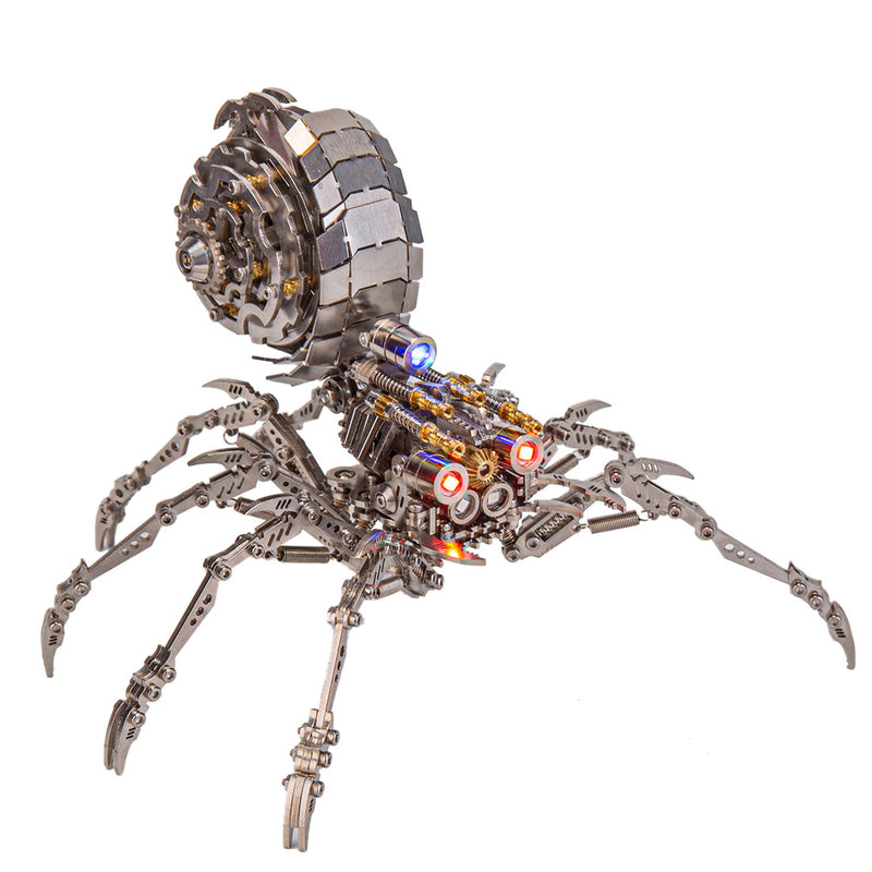 203PCS DIY Mini 3D Metal Spider Beast with Led Light Model Building Kit Toys - stirlingkit