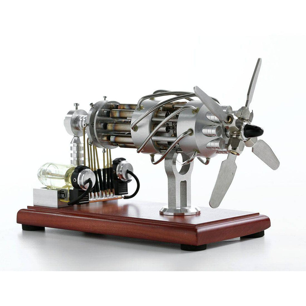 Newest Version 16 Cylinder Dual Fuel Bottle Hot Air Motor Generator Creative Stirling Engine Model Toy - stirlingkit