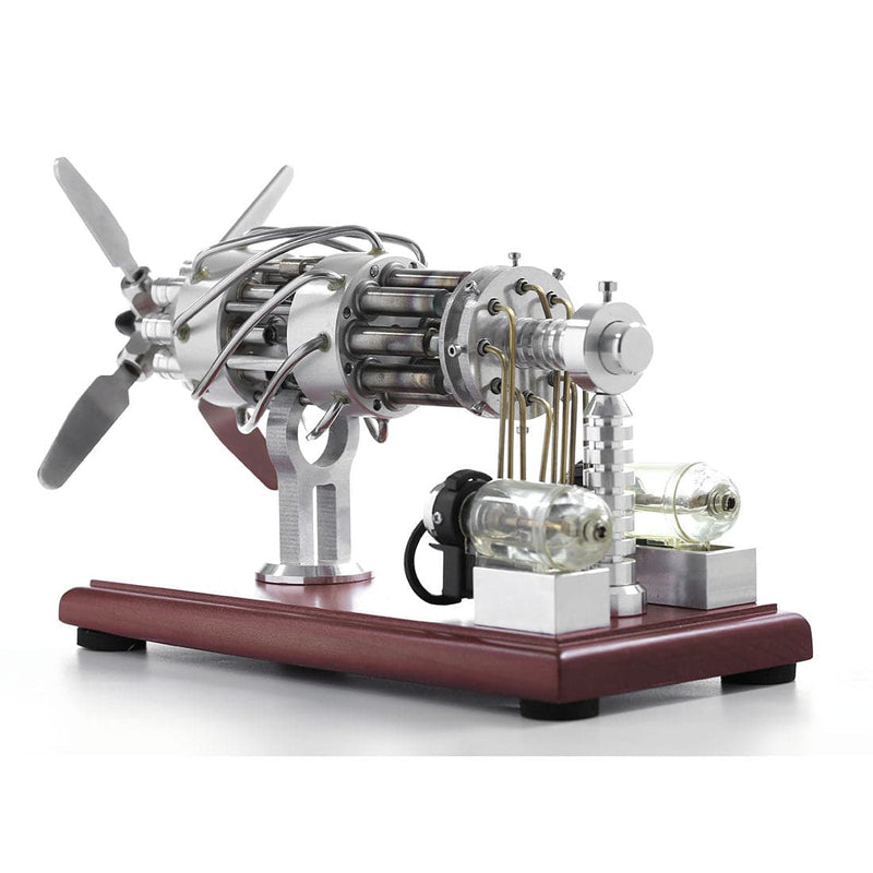 Newest Version 16 Cylinder Dual Fuel Bottle Hot Air Motor Generator Creative Stirling Engine Model Toy - stirlingkit