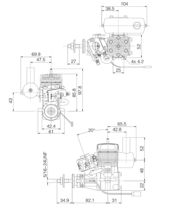 ngh GT17 17cc Single-cylinder Two Stroke Air Cooled Gasoline Engine for Fixed Wing Drone - stirlingkit