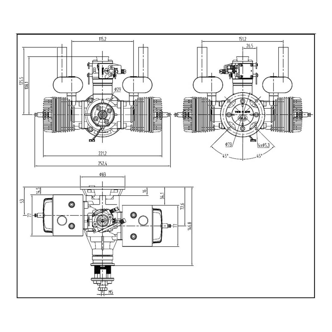 ngh GT70 70cc Horizontally-opposed Single Cylinder Two Stroke Air ...