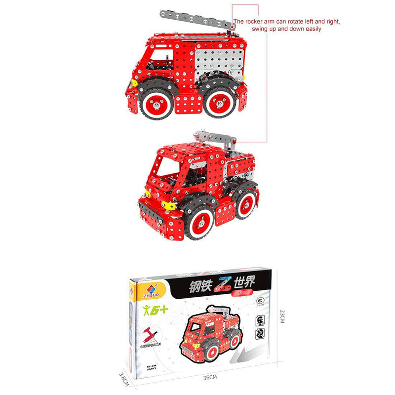 1375PCS+ DIY Metal Assembly Fire Trucks Exquisite Four-Piece Educational Toy Gift - stirlingkit