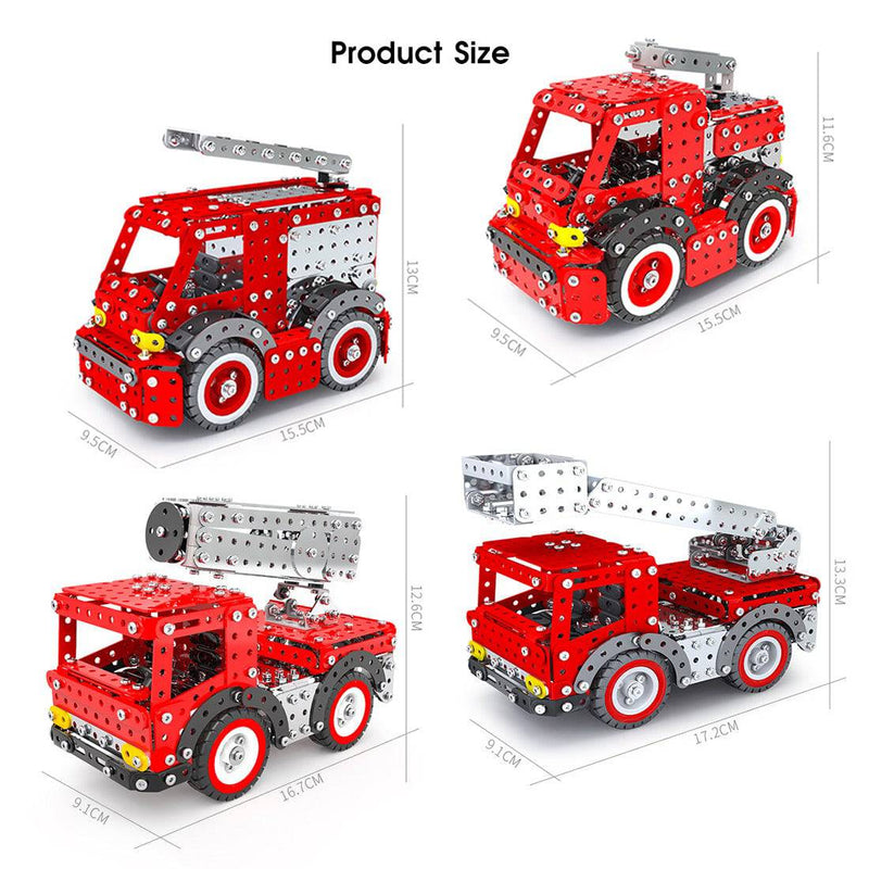 1375PCS+ DIY Metal Assembly Fire Trucks Exquisite Four-Piece Educational Toy Gift - stirlingkit