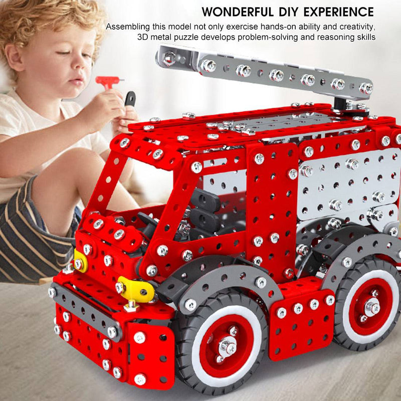 1375PCS+ DIY Metal Assembly Fire Trucks Exquisite Four-Piece Educational Toy Gift - stirlingkit