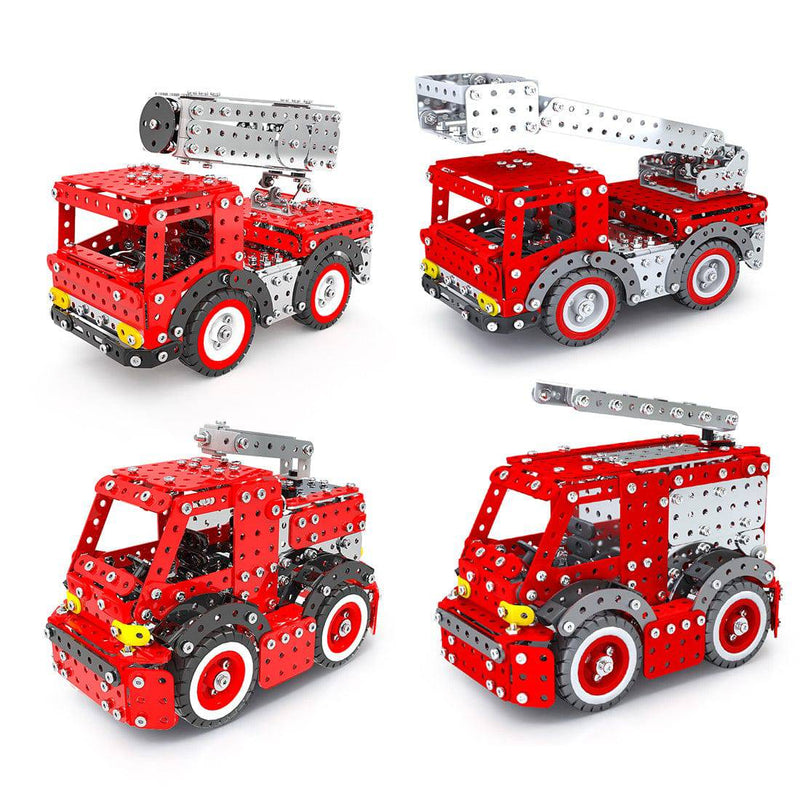 1375PCS+ DIY Metal Assembly Fire Trucks Exquisite Four-Piece Educational Toy Gift - stirlingkit