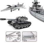 2493PCS+ DIY metal Assembly Educational Toy For Land, Sea And Air (Battleship + Tank + Fighter) - stirlingkit