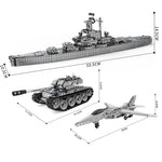 2493PCS+ DIY metal Assembly Educational Toy For Land, Sea And Air (Battleship + Tank + Fighter) - stirlingkit
