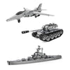 2493PCS+ DIY metal Assembly Educational Toy For Land, Sea And Air (Battleship + Tank + Fighter) - stirlingkit