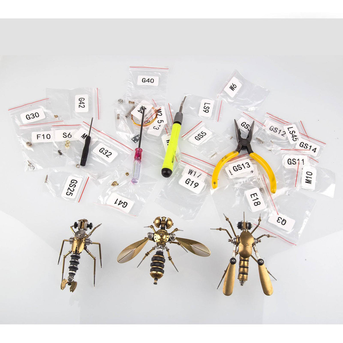 3PCS Steampunk Mini Insect Metal Model Home Decoration - stirlingkit