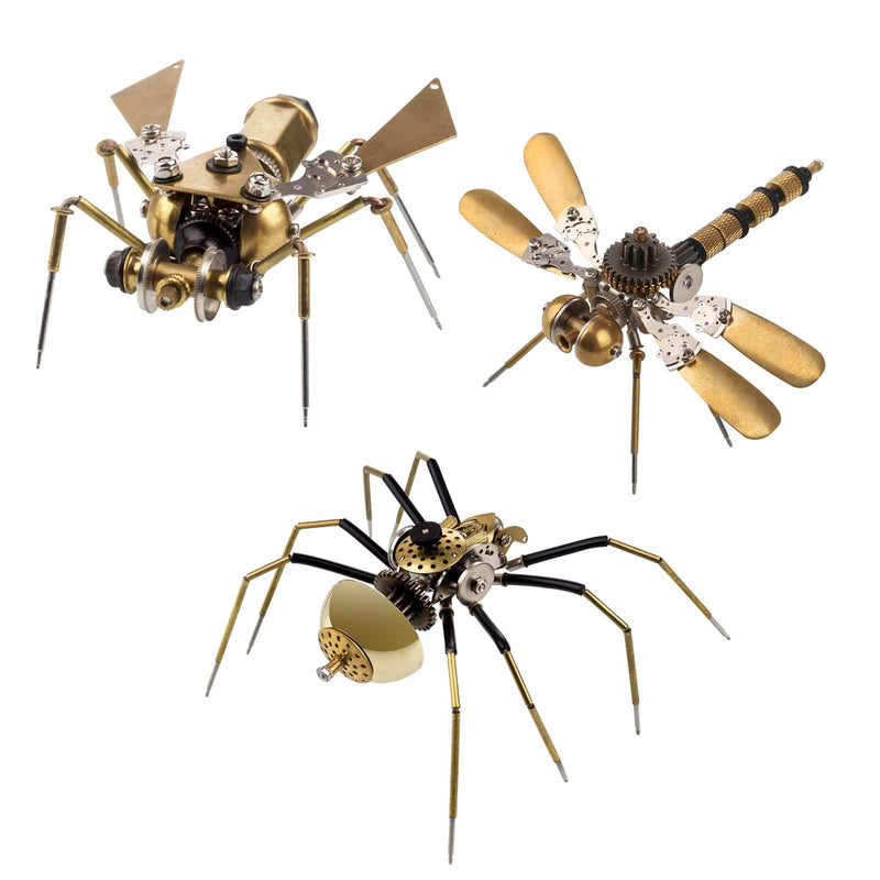 3PCS Steampunk Mini Insect Metal Model Home Decoration - stirlingkit