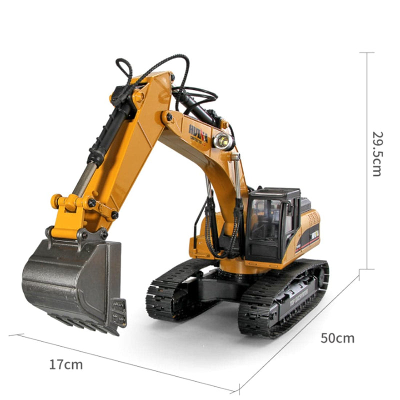 Huina 1/14 3-in-1 Engineering Construction Vehicle Crusher Timber Grab Truck 2.4G RC Simulation Excavator Toy with Smoke LED Light Effect - stirlingkit