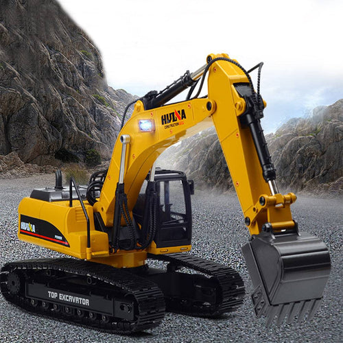 Huina 1/14 3-in-1 Engineering Construction Vehicle Crusher Timber Grab Truck 2.4G RC Simulation Excavator Toy with Smoke LED Light Effect - stirlingkit